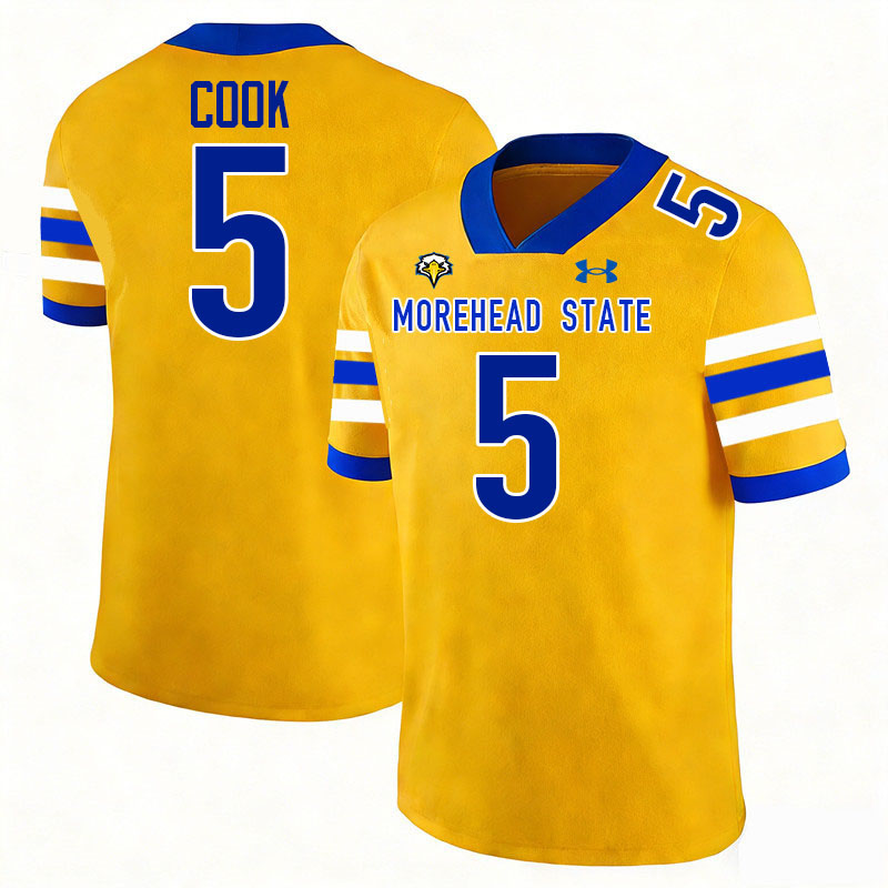 Morehead State Eagles #5 Dylan Cook College Football Jerseys,Uniforms-Gold